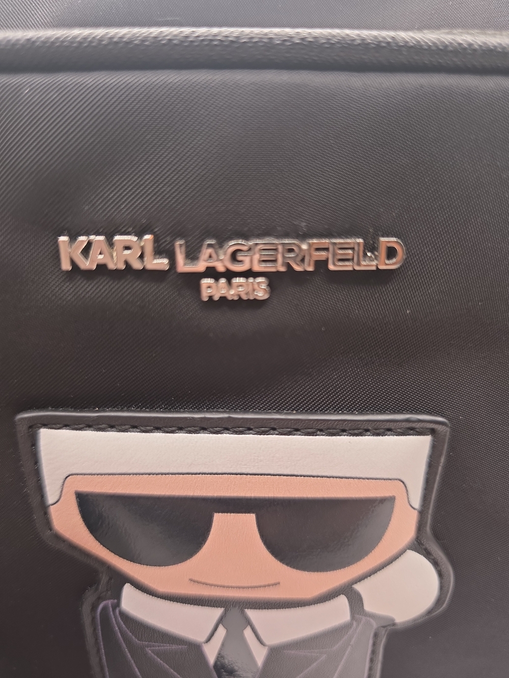 Karl Lagerfeld Black Nylon Crossbody Bag with Character Patch - Picture 3 of 15